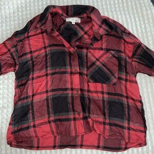 PINK ROSE CROP FLANNEL